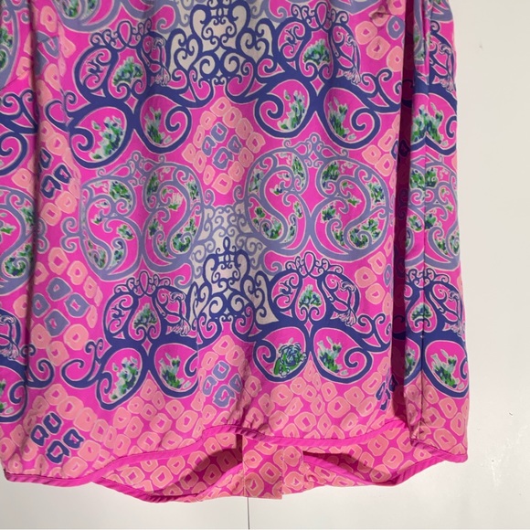 Lily Pulitzer Behind the Gates Iona Shell Top Silk Button Back Pink Purple Sz XS - Picture 14 of 16
